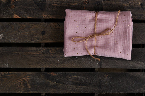 Muslin cloth muslin golden dots on pink