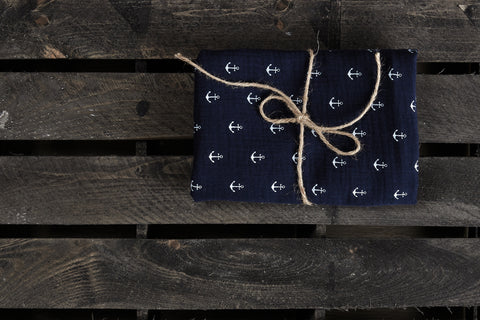 Muslin cloth muslin dark blue anchor