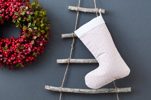 Christmas sock white feather pattern on pink