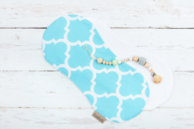 Burp cloth Moroccan clover turquoise