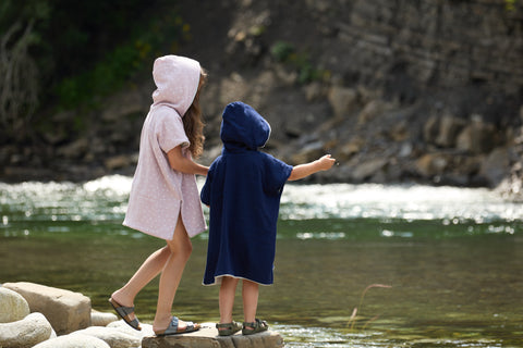 Bath poncho muslin dark blue