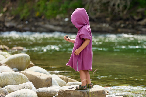 Poncho da bagno in mussola viola