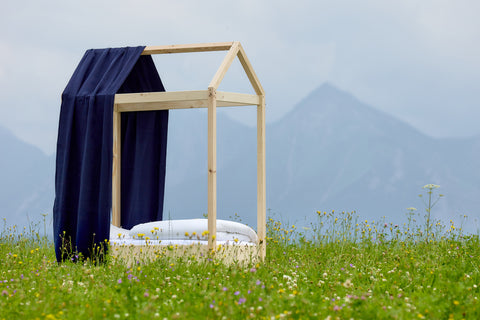 Bed canopy muslin dark blue