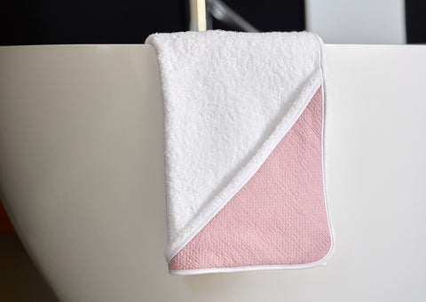 Hooded towel double crepe pink