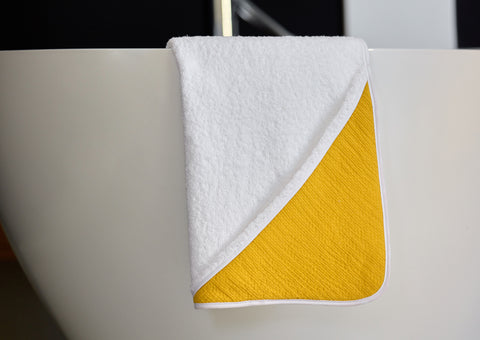 Hooded towel double crepe yellow mustard