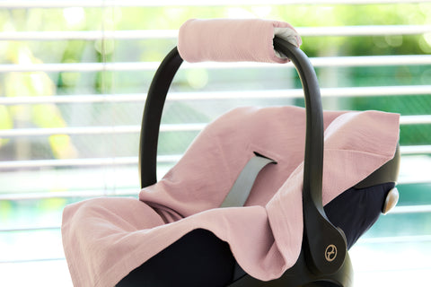 Babytæppe til babysæde sommer dobbelt crepe pink