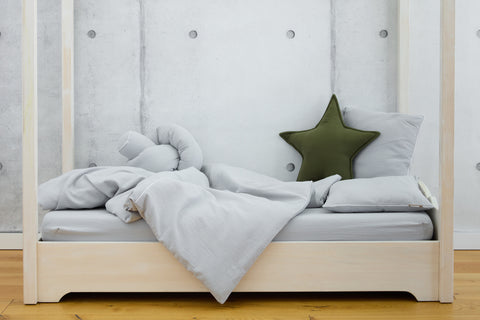 Completo biancheria da letto doppio crepe grigio