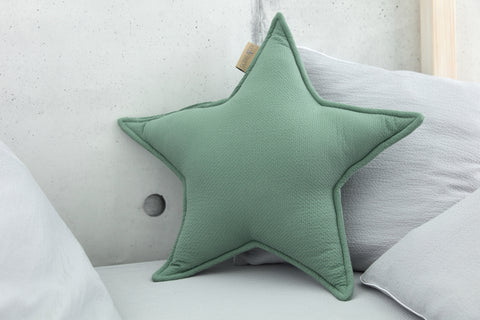 Coussin étoile double crêpe vert jade