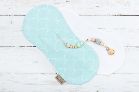 Drool cloth white half circles on pastel mint