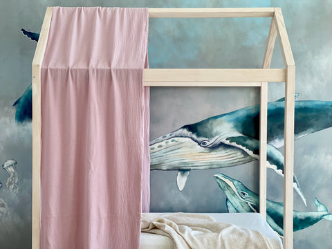 Bed canopy double crepe pink