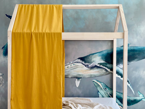 Bed canopy double crepe yellow mustard
