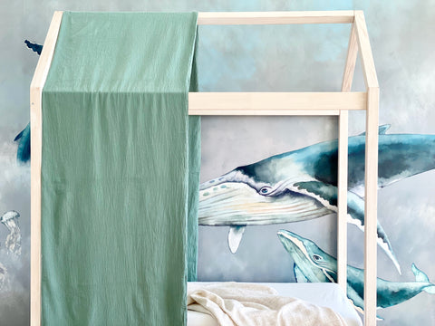 Bed canopy double crepe green jade