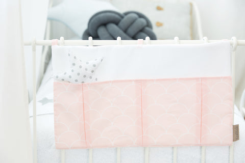 Pochette de lit demi cercles blanc sur rose pastel