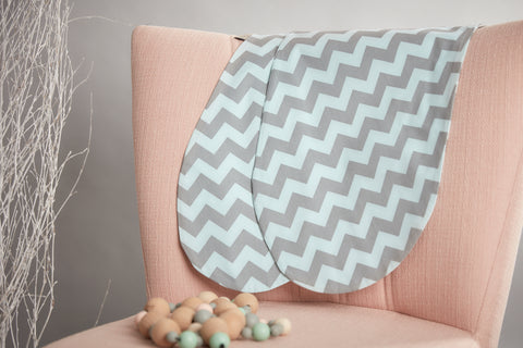 Chevron nursing pillow cover light gray and mint