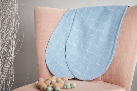 Nursing pillow cover white semicircles on pastel blue