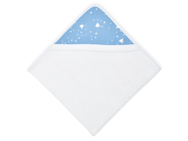 Hætte håndklæde afrundede trekanter hvid på blå