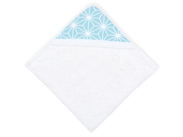 Hooded Towel White Diamante on Pastel Blue