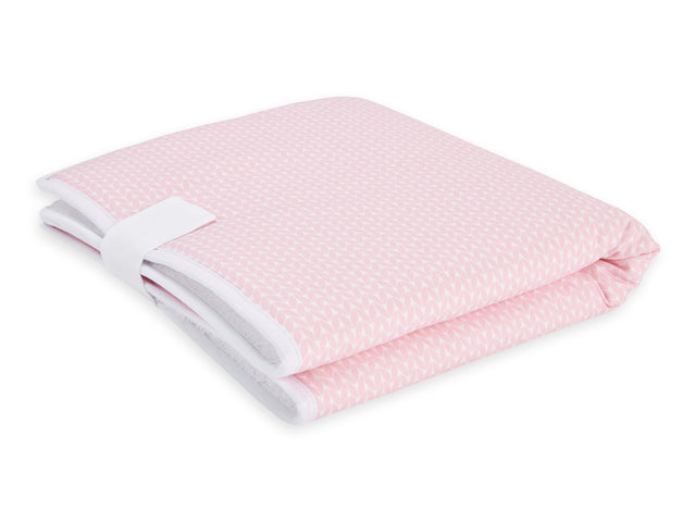 Travel changing pad small leaves pink on white