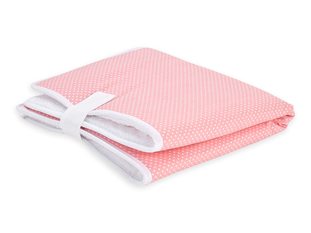 Travel changing mat white dots on coral pink