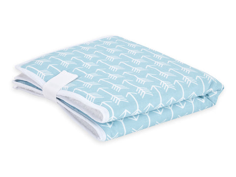 Travel changing pad white arrows on blue