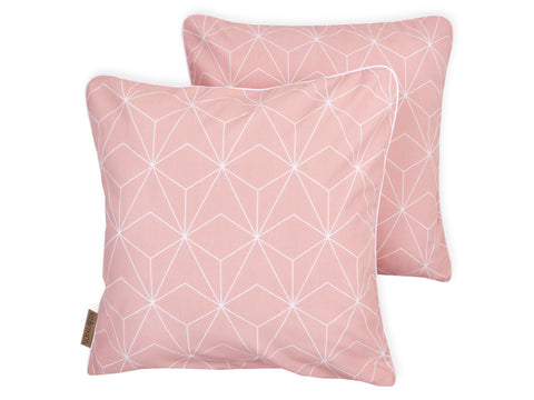 Pillowcase white thin diamonds on old pink