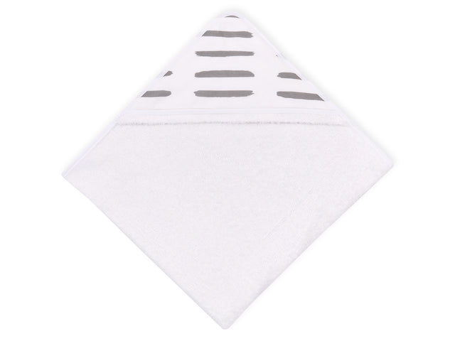 Hætte håndklæde grå streger på hvidt