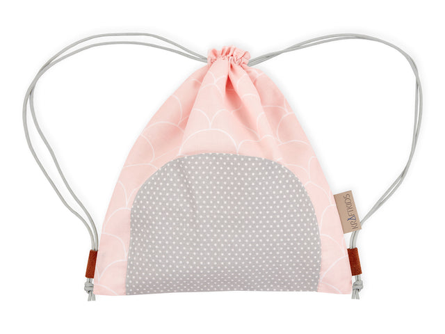 Drawstring bag white semicircles on pastel pink