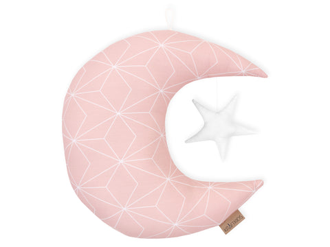 Diamants fins blancs lune et étoile sur rose sombre