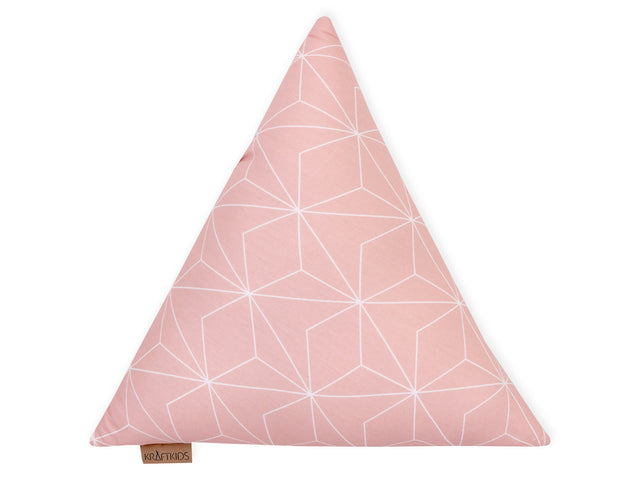 Fabric triangle white thin diamonds on dusky pink