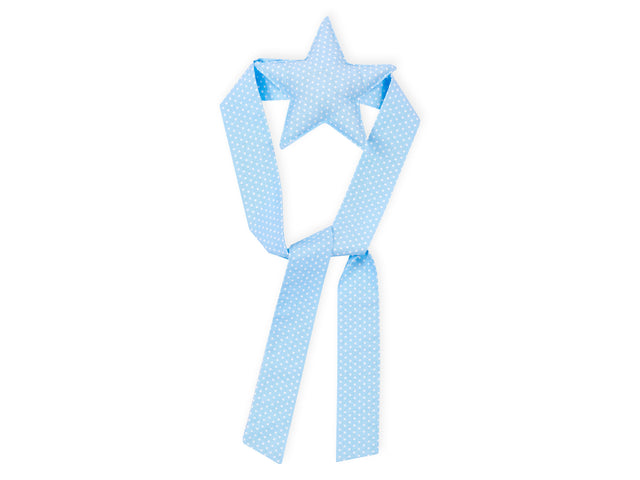 Curtain tieback white dots on light blue
