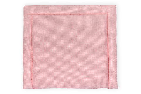 Matelas à langer pois blancs sur rose corail