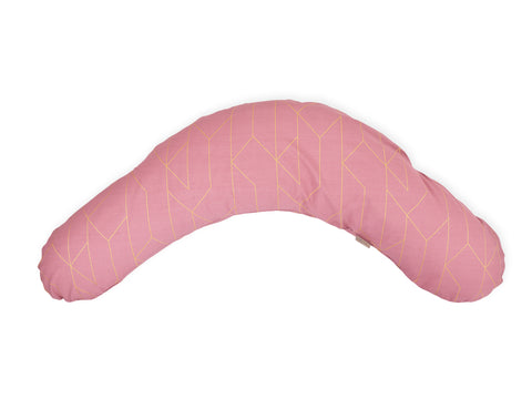 coussin d'allaitement de qualité lignes dorées sur rose