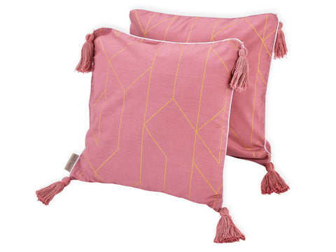 Cushion cover golden lines on pink