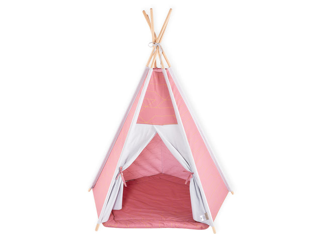 Play tent teepee gold lines on pink
