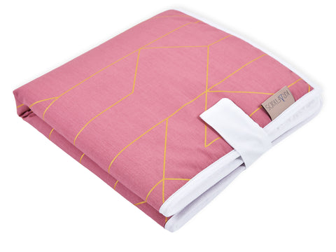 Travel changing pad gold lines on pink