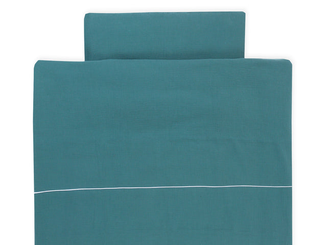 Parure de lit en mousseline bleu nil