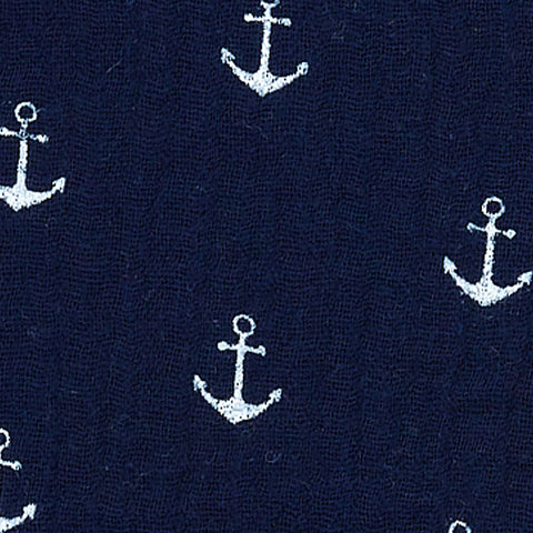 Fabric MUN muslin dark blue anchor