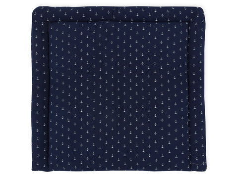 Changing mat muslin dark blue anchor