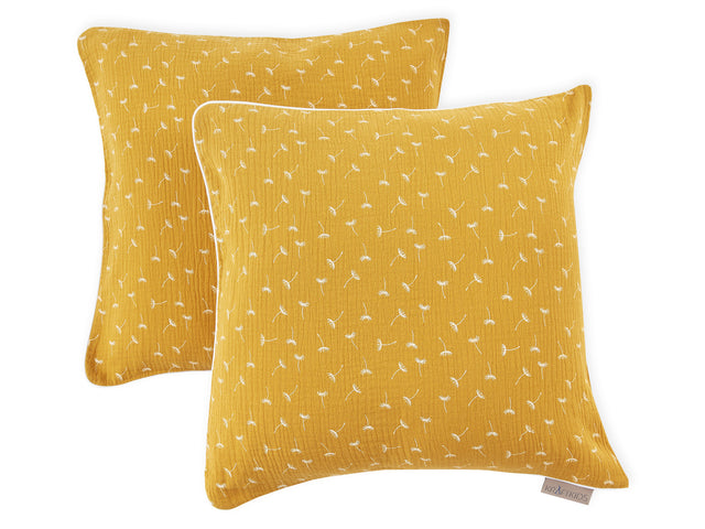 Cushion cover muslin yellow dandelion