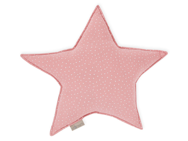 Star cushion muslin pink dots