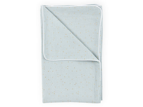 Baby blanket muslin golden dots on green