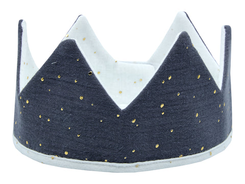 Fabric crown muslin golden dots on gray