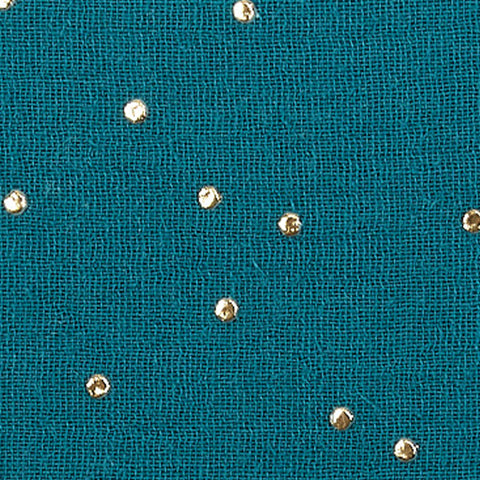 Fabric MGD muslin golden dots on petrol