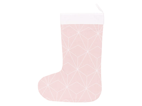 Chaussette de Noël fine strass blanc sur vieux rose