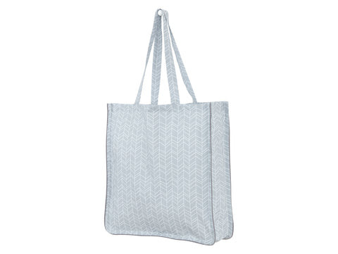 Tote bag motif plume blanc sur gris