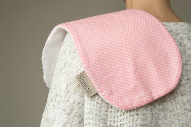Burp cloth white dots on coral pink