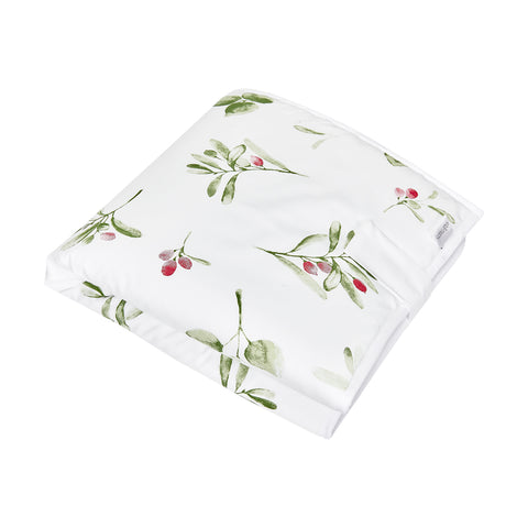 Matelas à langer de voyage brindilles vert rouge sur blanc