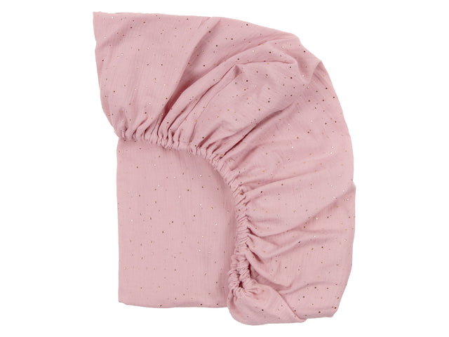 Fitted sheet muslin gold dots on pink