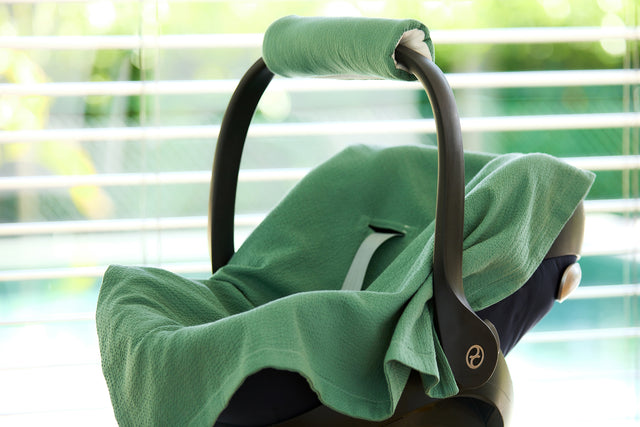 Couverture bébé pour porte-bébé été double crêpe vert jade