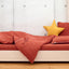 Parure housse de couette double crêpe rouge automne rouge